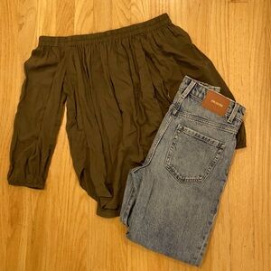 NWOT splendid Olive green off the shoulder top
